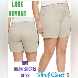 LOWEST🌺 NWT LANE BRYANT Sz28 KHAKI COTTON & SPANDEX SHORTS